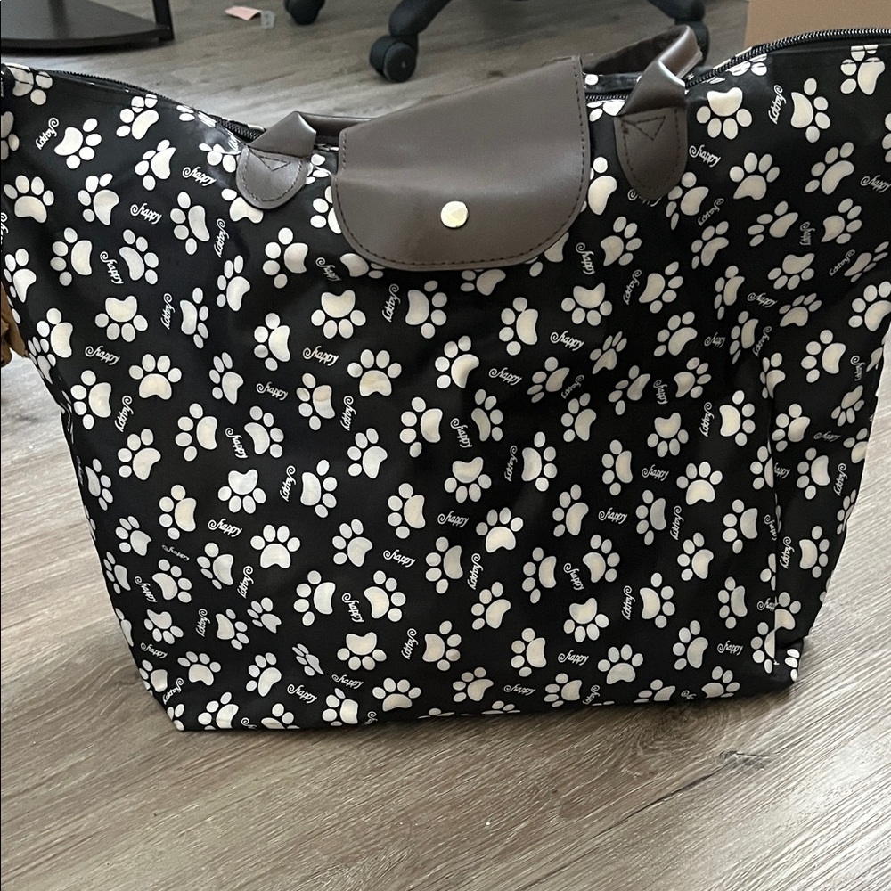 Black and White Paw Print Tote Bag